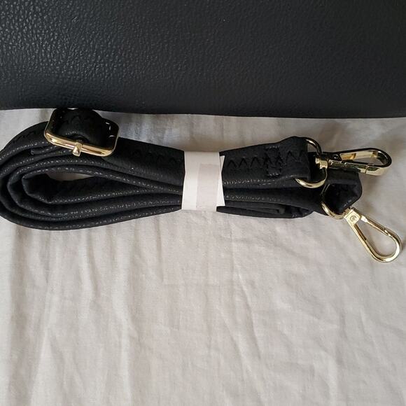 Black Rivet Purse Two Tone Black and Cognac Double Handle Bag w/Shoulder Strap - Picture 4 of 16